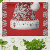 Rote Weihnachtsmannmütze Weihnachten Urlaub Küche Geschirrtuch (Gefaltet)