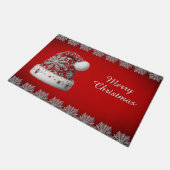 Rote Weihnachtsmannmütze Weihnachtsfest Türmatte (Schrägansicht)