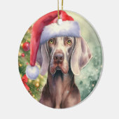 Rote Weihnachtsmannmütze Weimaraner Hund Weihnacht Keramik Ornament (Links)
