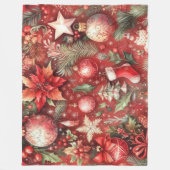 Rote Weihnachtsmotifs Weihnachtsgeburten Fleecedecke (Vorderseite)