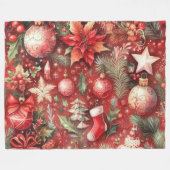 Rote Weihnachtsmotifs Weihnachtsgeburten Fleecedecke (Vorderseite (Horizontal))