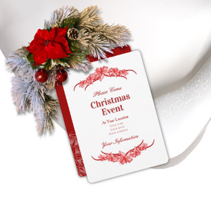 Rote Weihnachtspoinsettien-Einladung Einladung