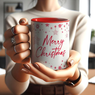 Rote Weihnachtsrand-Schneeflocken- und Stern-Ornam Tasse