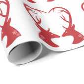 Rote Weihnachtsrotwild mit den Herzgeweihen Geschenkpapier (Rolleneckpunkt)