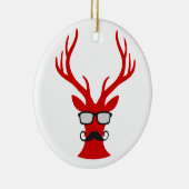Rote Weihnachtsrotwild mit Schnurrbart- und Keramikornament (Rechts)