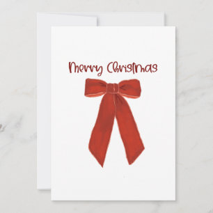 Rote Weihnachtsschleife mit Frohe Weihnachten Text Einladung