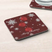 Rote Weihnachtsschmuck Getränke Coaster Getränkeuntersetzer (Linke Seite)