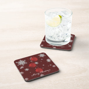Rote Weihnachtsschmuck Getränke Coaster Getränkeuntersetzer