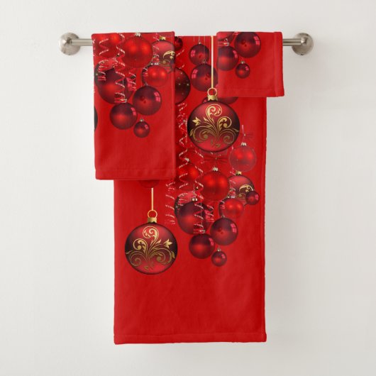 Rote Weihnachtsschmuck Holidays Badetücher Set (Insitu)