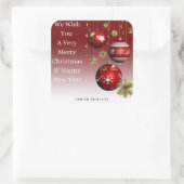 Rote Weihnachtsschmuck im Hintergrund Rot Ombre Quadratischer Aufkleber (Tasche)