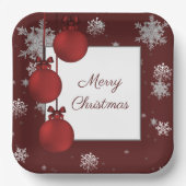 Rote Weihnachtsschmuck Papierplatte Pappteller (Vorderseite)