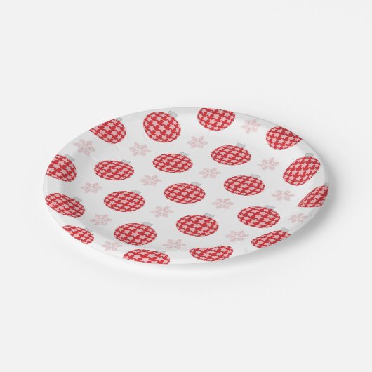 Rote Weihnachtsschmuck Pappteller (Schrägansicht)