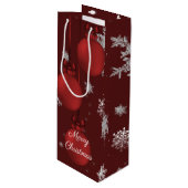 Rote Weihnachtsschmuck Weinbeutel Geschenktüte Für Weinflaschen (Vorderseite Schrägansicht)