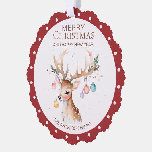 Rote Weihnachtsschmuckkarte für Wasserfarben Ornament Karte (Links)