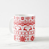 Rote Weihnachtsschneeflocken und Schneeflocken Kaffeetasse (Vorderseite Links)