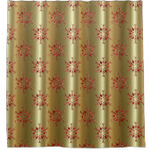 Rote Weihnachtsstars auf Gold Duschvorhang (Vorderseite)