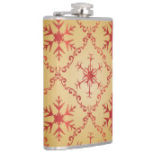 Rote Weihnachtsstars auf Gold Flachmann (Rechts)