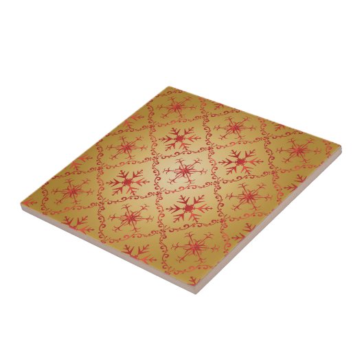 Rote Weihnachtsstars auf Gold Fliese (Seite)
