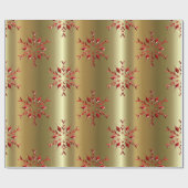 Rote Weihnachtsstars auf Gold Geschenkpapier (Flach)