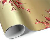 Rote Weihnachtsstars auf Gold Geschenkpapier (Rolleneckpunkt)
