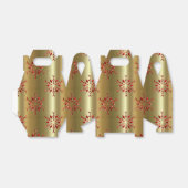 Rote Weihnachtsstars auf Gold Geschenkschachtel (Ungefaltet)