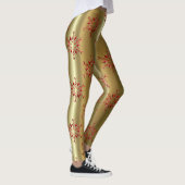 Rote Weihnachtsstars auf Gold Leggings (Rechts)