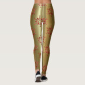 Rote Weihnachtsstars auf Gold Leggings (Rückseite)