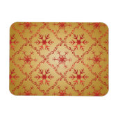 Rote Weihnachtsstars auf Gold Magnet (Horizontal)
