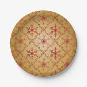 Rote Weihnachtsstars auf Gold Pappteller (Vorderseite)