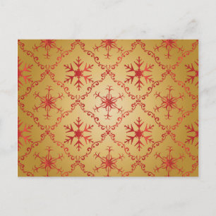 Rote Weihnachtsstars auf Gold Postkarte