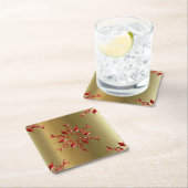 Rote Weihnachtsstars auf Gold Rechteckiger Pappuntersetzer (Vor Ort)