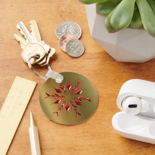 Rote Weihnachtsstars auf Gold Schlüsselanhänger (Schreibtisch)