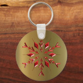 Rote Weihnachtsstars auf Gold Schlüsselanhänger (Vorderseite)