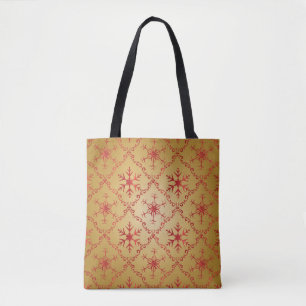 Rote Weihnachtsstars auf Gold Tasche