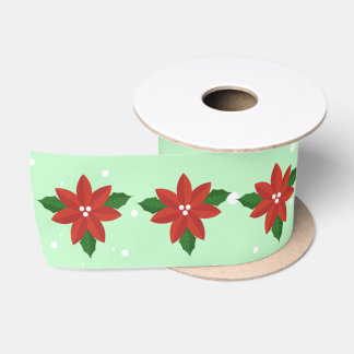 Rote Weihnachtsstern-Blumen-Schleife Satinband