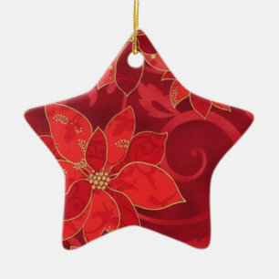 Rote Weihnachtsstern-Feiertags-Weihnachtsdekoratio Keramik Ornament