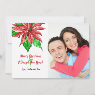 Rote Weihnachtsstern-Foto-Feiertagskarte Feiertagskarte