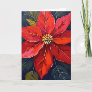 Rote Weihnachtsstern-Weihnachtsblume gemalt Feiertagskarte