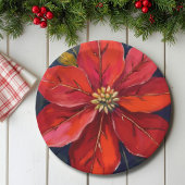 Rote Weihnachtsstern-Weihnachtsblume gemalt Pappteller