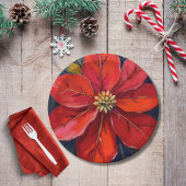 Rote Weihnachtsstern-Weihnachtsblume gemalt Pappteller