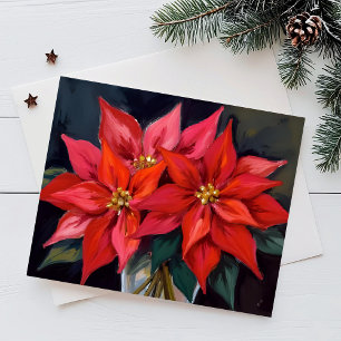 Rote Weihnachtsstern-Weihnachtsbouquet-Wasserfarbe Feiertagspostkarte