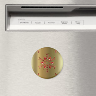Rote Weihnachtssterne auf Gold Magnet