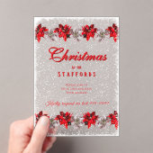 Rote Weihnachtssterne im Schnee Acryl-Einladung Acryleinladungen (Insitu (Handheld))