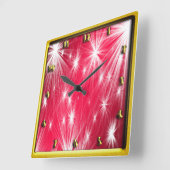 Rote Weihnachtssterne mit Schneeflocken und Quadratische Wanduhr (Winkel)