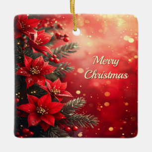 Rote Weihnachtssterne und Beeren Weihnachtsschmuck