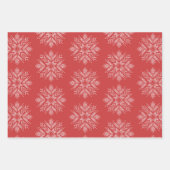 Rote Weihnachtsstickerei Nordic Schneeflocke Kunst Geschenkpapier Set (Vorderseite 3)