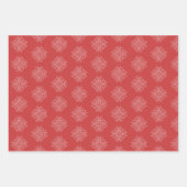 Rote Weihnachtsstickerei Nordic Schneeflocke Kunst Geschenkpapier Set (Vorderseite)