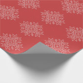 Rote Weihnachtsstickereikunst Snowflake Saison Geschenkpapier (Ecke)