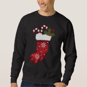 Rote Weihnachtsstrumpfhose mit Zuckerrohren und St Sweatshirt