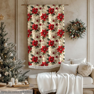 Rote Weihnachtsterndecke Rustikale Winterdekoratio Fleecedecke